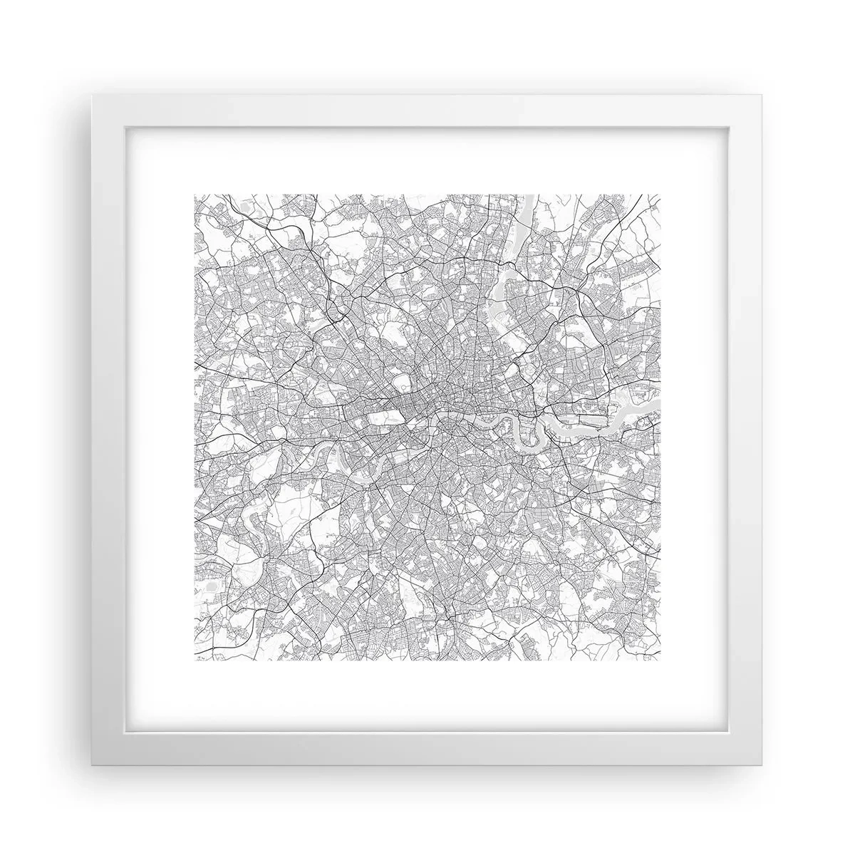 Plakat w białej ramie - Mapa londyńskiego labiryntu - 30x30 cm
