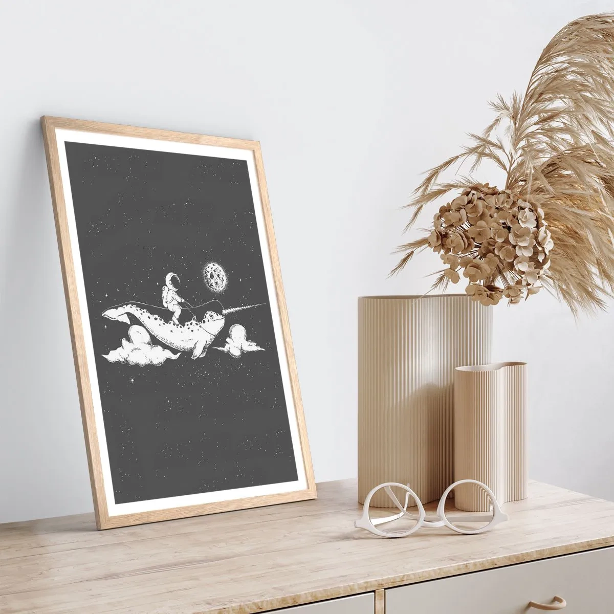 Plakat w ramie jasny dąb - Kosmiczny jeździec - 30x40 cm