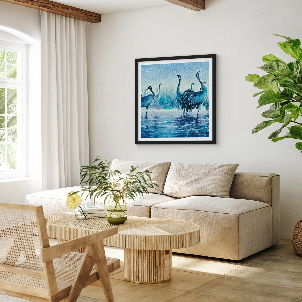 Plakat w czarnej ramie - Poranne spotkanie - 60x60 cm