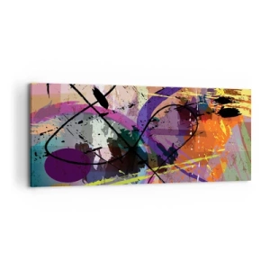 Obraz na płótnie - Kolorowy abstrakcyjny wzór z dynamicznymi liniami i kształtami - 120x50cm - Można wprost lub naokoło - Nowoczesna dekoracja ścienna do salonu i sypialni ARTTOR