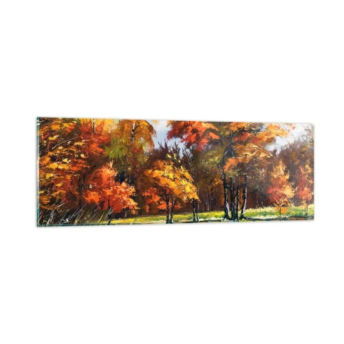 Obraz na szkle - Pejzaż w złocie i brązie - 90x30 cm