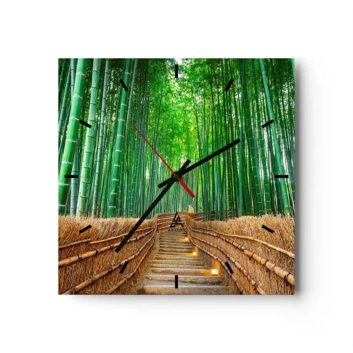 Zegar ścienny - Ścieżka w gęstym bambusowym lesie - 30x30cm - Esencja azjatyckiej natury - Nowoczesna dekoracja ścienna do salonu i sypialni ARTTOR