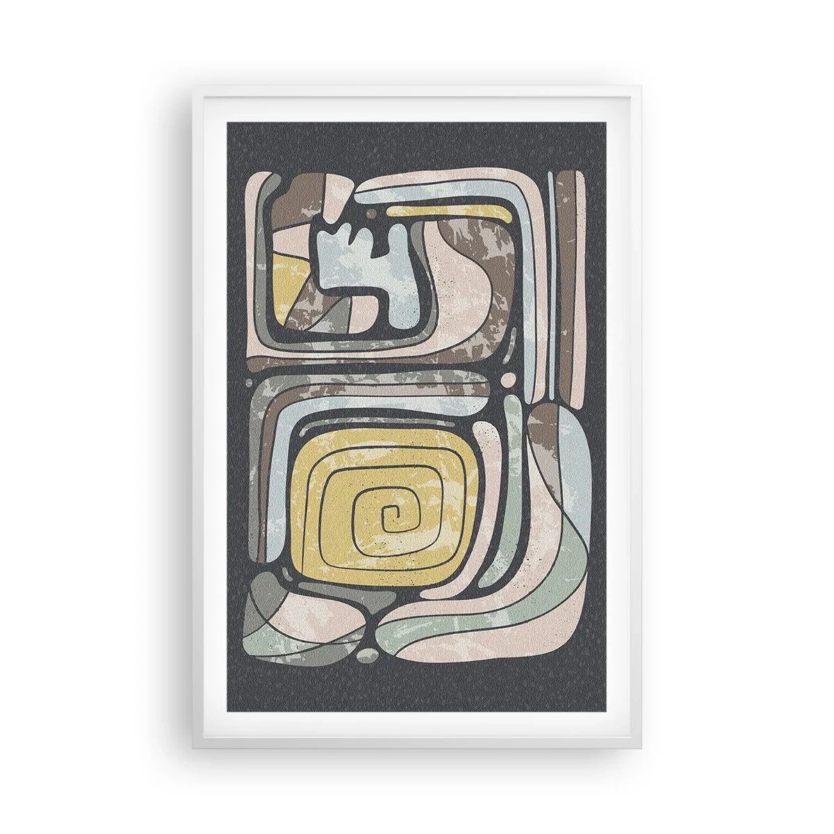 Plakat w białej ramie - Abstrakcja w duchu prekolumbijskim - 61x91 cm