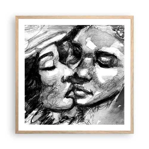 Plakat w ramie jasny dąb - Czuła chwila - 60x60 cm