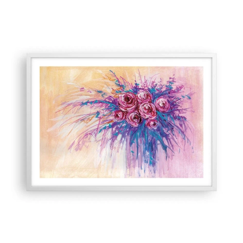 Plakat w białej ramie - Różana fontanna - 70x50 cm