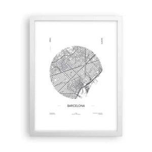 Plakat w białej ramie - Anatomia Barcelony - 30x40 cm