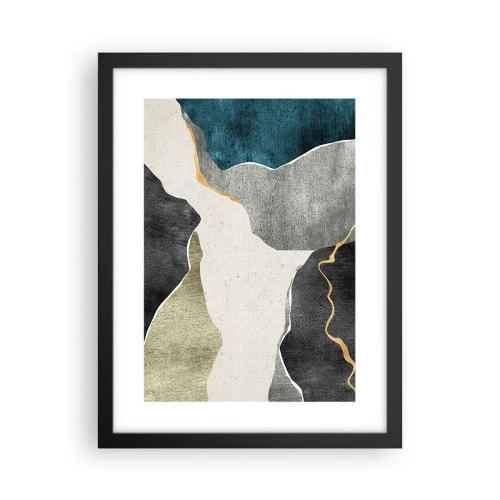 Plakat w czarnej ramie - Mozaikowa kompozycja z nitką złota - 30x40 cm