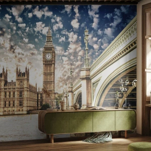 Fototapeta Standard Eco - Pierzaste obłoki nad  Tamizą - Miasto, Londyn, Anglia - 500x350 cm