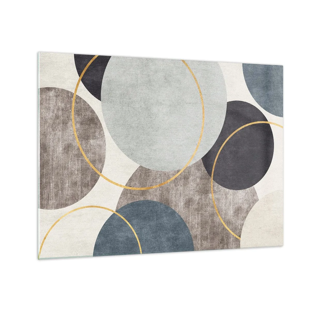 Obraz na szkle - Kompozycja okręgów w stonowanych kolorach - 70x50cm - Koło za kołem - Nowoczesna dekoracja ścienna do salonu i sypialni ARTTOR