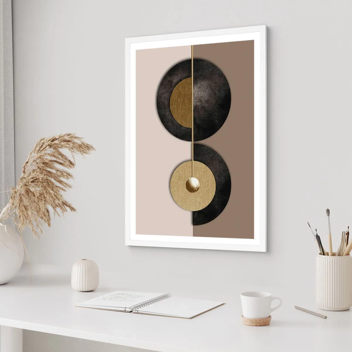 Plakat w białej ramie - Wariacje wokół koła - 40x50 cm