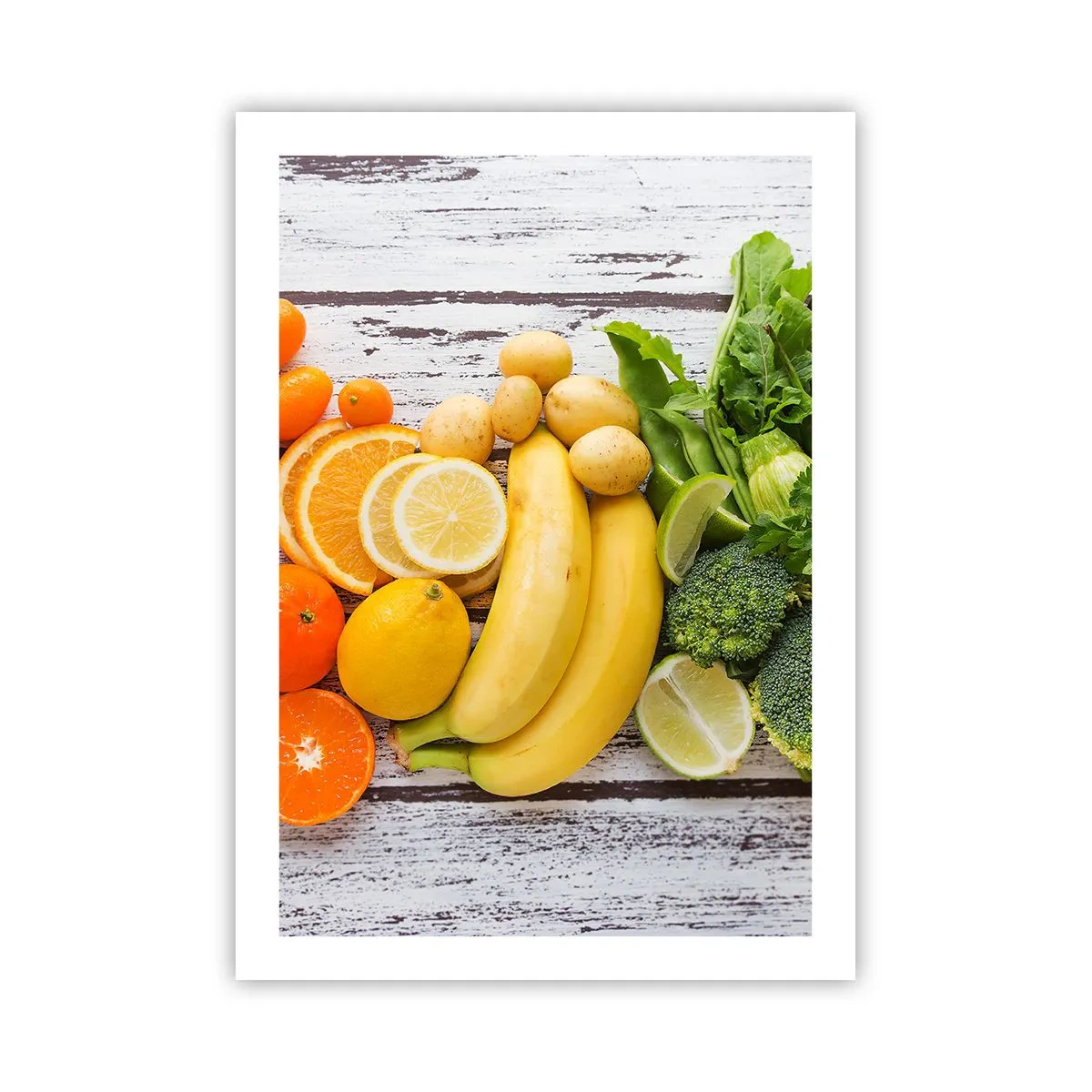 Plakat - Owoce i warzywa na rustykalnym tle - 50x70cm - To nie wystarczy? - Nowoczesna dekoracja ścienna do salonu, kuchni i sypialni ARTTOR