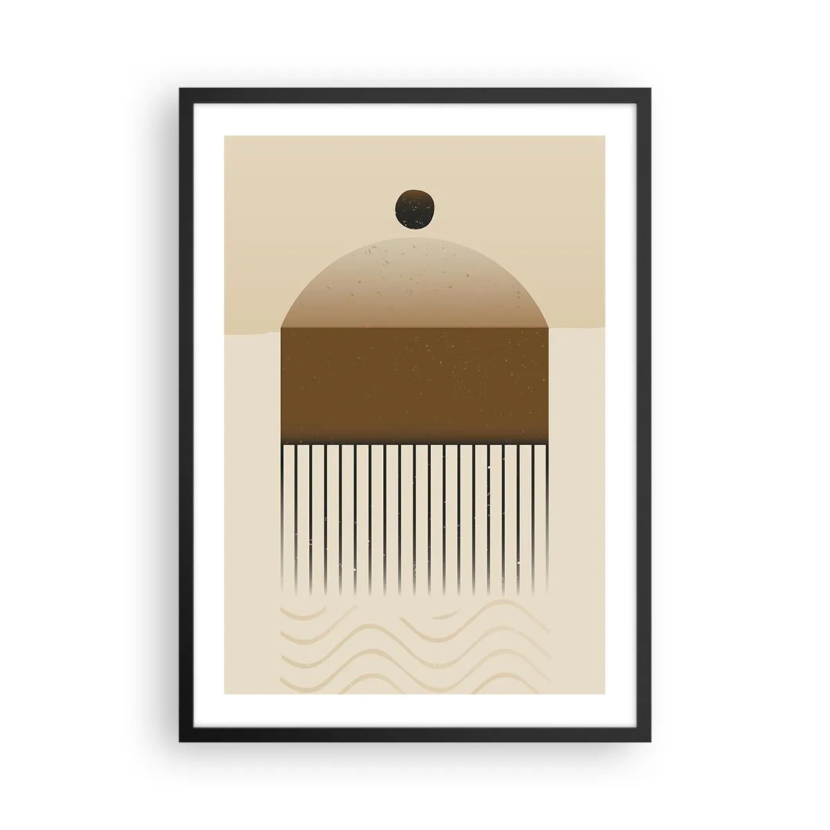 Plakat w czarnej ramie - Minimalistyczna abstrakcja w odcieniach brązu i beżu - 50x70cm - Różne stany - Nowoczesna dekoracja ścienna do salonu i sypialni ARTTOR