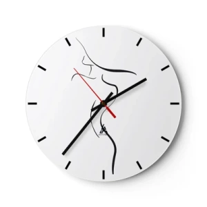 Zegar ścienny - Minimalistyczny kontur kobiecego ciała na białym tle - 30x30cm - Nieuchwytna jak fala - Nowoczesna dekoracja ścienna do salonu, kuchni i sypialni ARTTOR