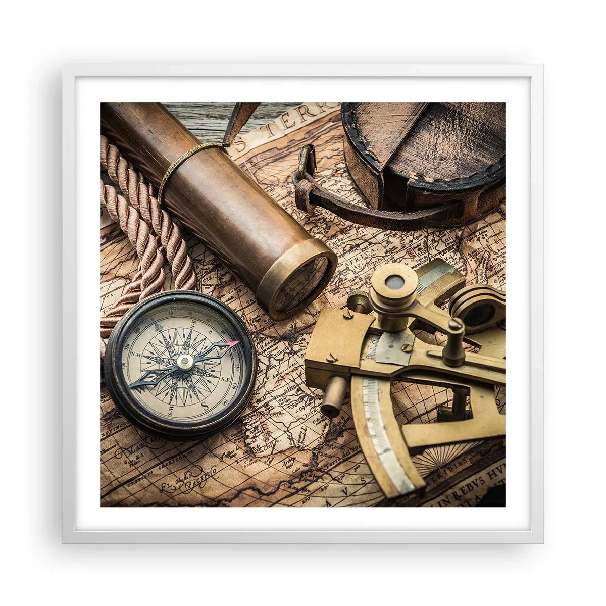 Plakat w białej ramie - Wyznacz kurs - 60x60 cm