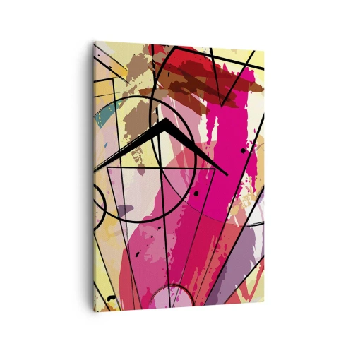 Obraz na płótnie - Abstrakcyjny wzór z geometrycznymi kształtami i żywymi kolorami - 50x70cm - Eksplozja - Nowoczesna dekoracja ścienna do salonu, kuchni i sypialni ARTTOR