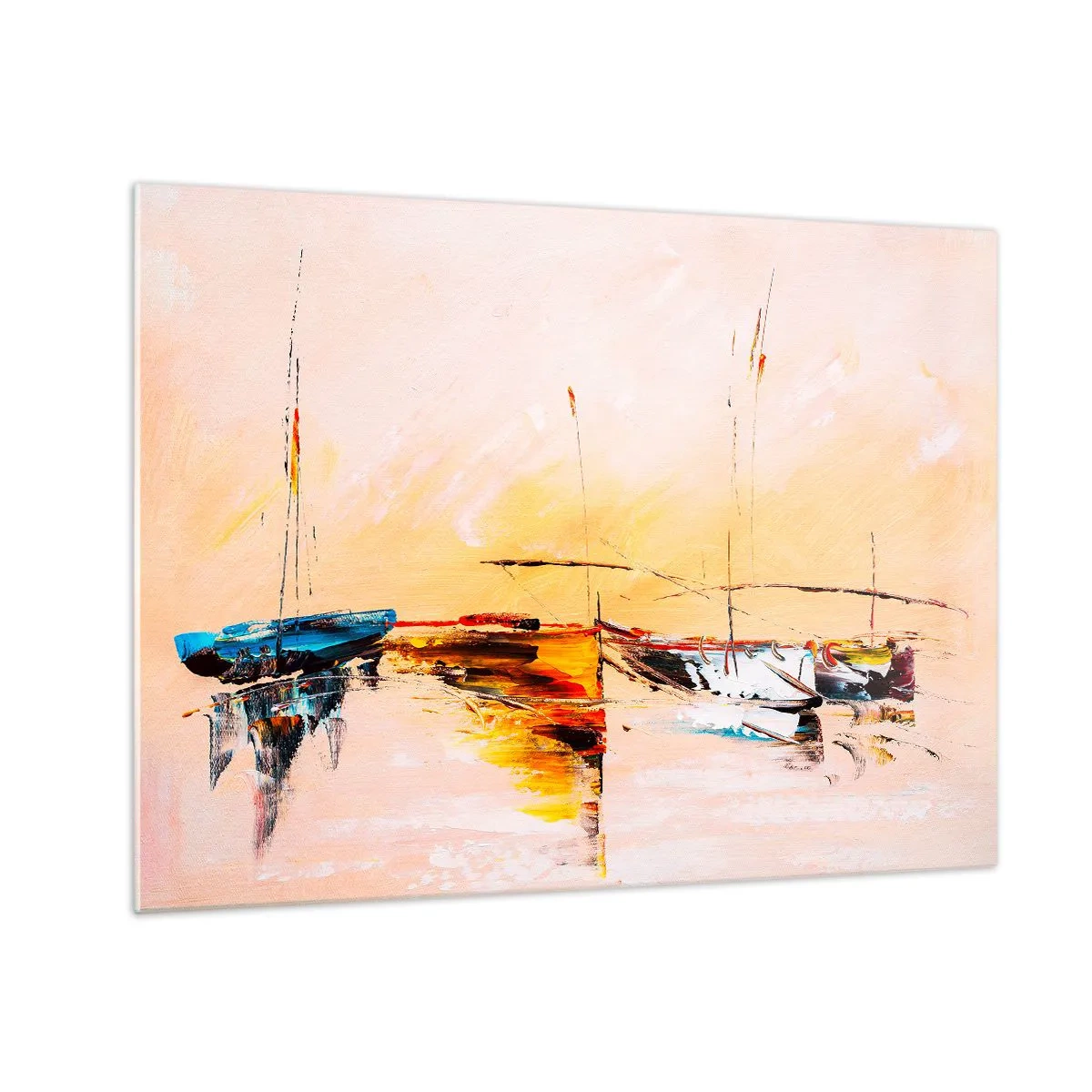 Obraz na szkle - Wieczór w przystani - 70x50 cm