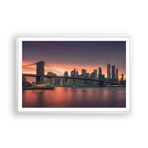 Plakat w białej ramie - Zatopione w  liliowej ciszy - 91x61 cm