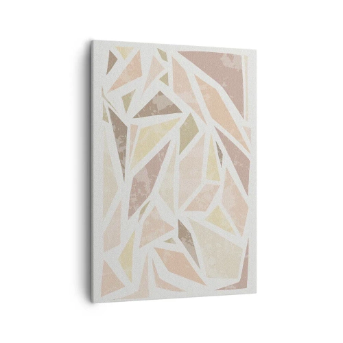 Obraz na płótnie - Geometryczna kompozycja inspirowana witrażem w pastelowych odcieniach - 50x70cm - Kompozycja witrażowa - Nowoczesna dekoracja ścienna do salonu, kuchni i sypialni ARTTOR