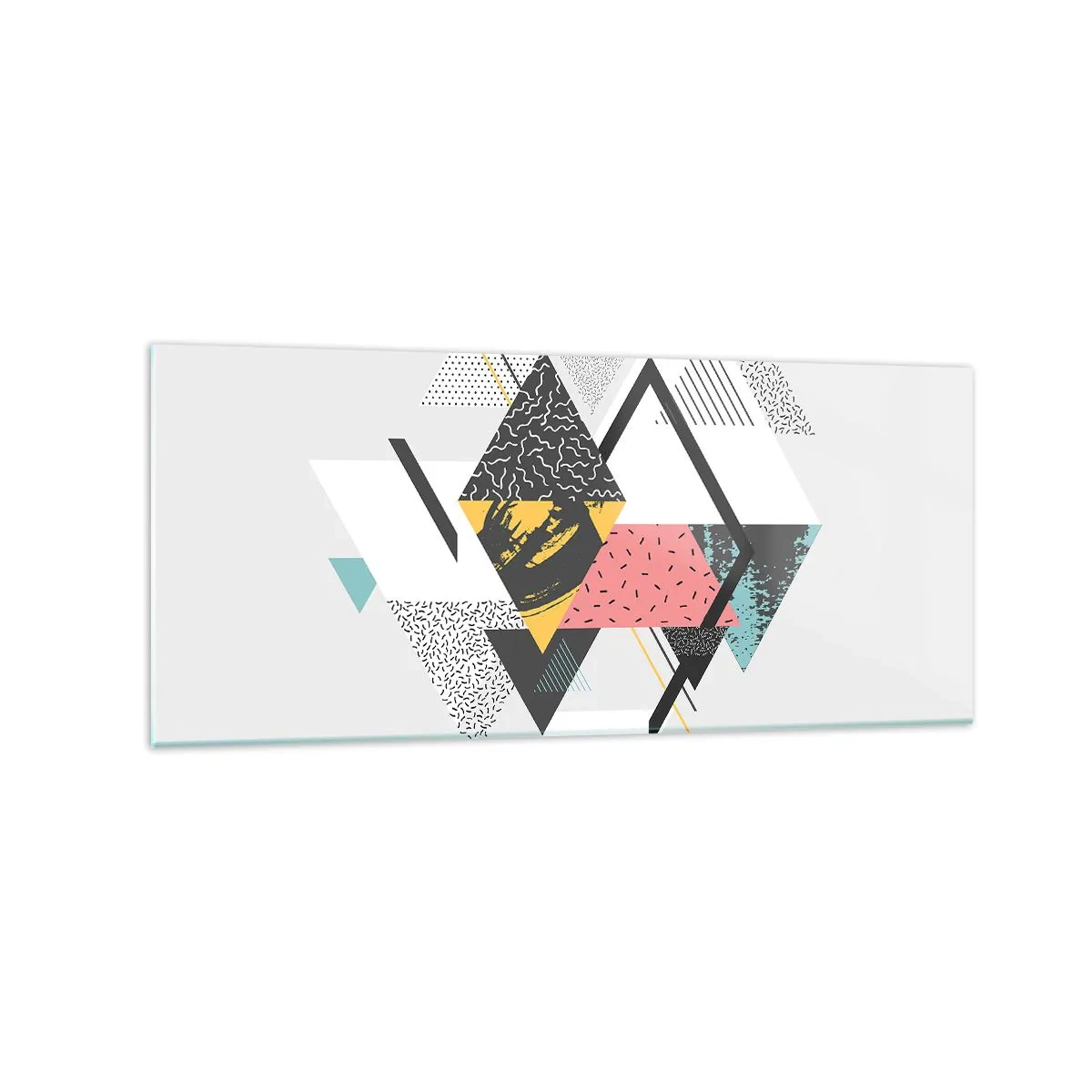 Obraz na szkle - Geometryczne wzory na jasnym tle - 120x50cm - Wariacja na trójkąt i romb - Nowoczesna dekoracja ścienna do salonu i sypialni ARTTOR