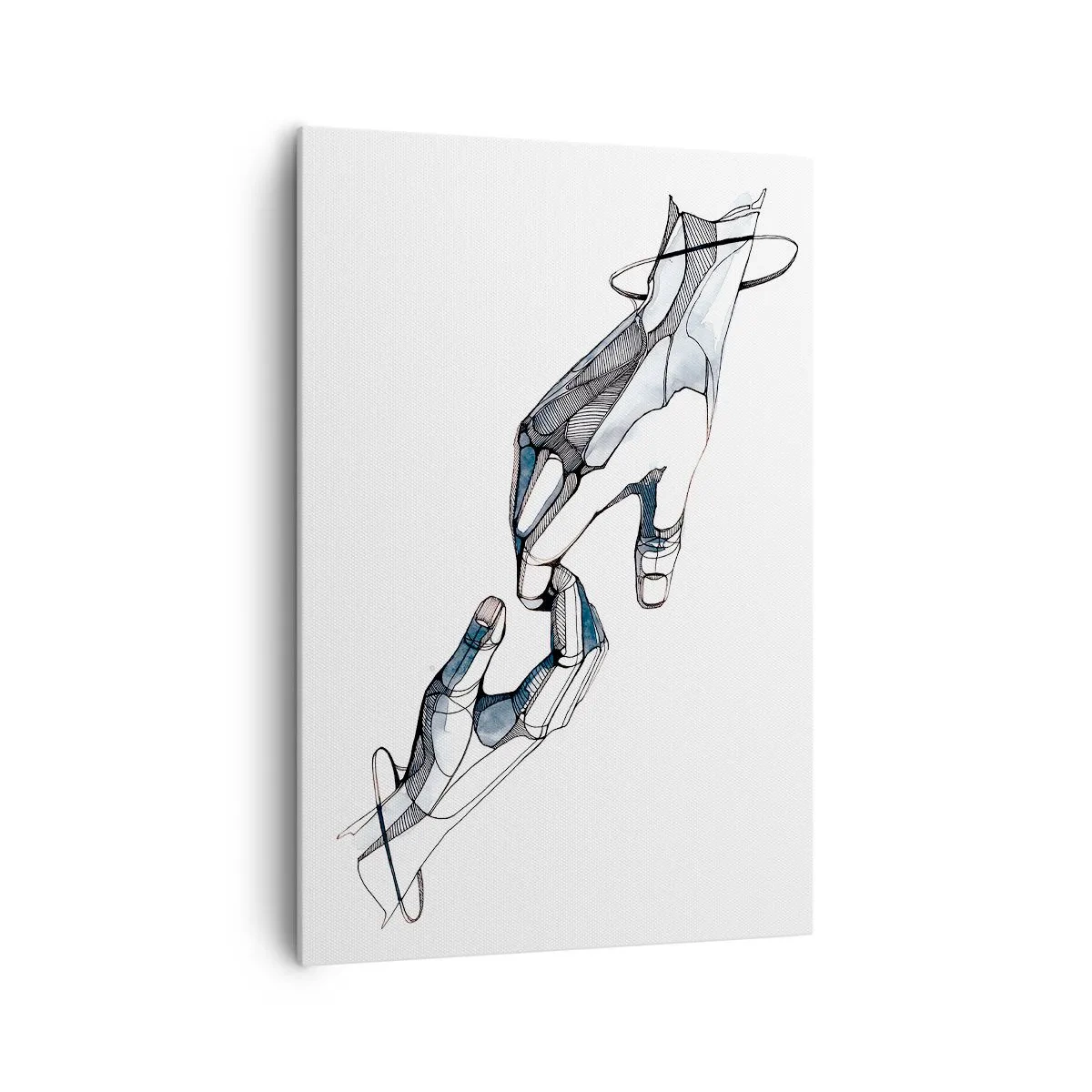 Obraz na płótnie - Artystyczne przedstawienie dłoni w minimalistycznej i geometrycznej formie - 70x100cm - Dobry gest - Nowoczesna dekoracja ścienna do salonu i sypialni ARTTOR