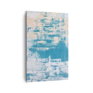 Obraz na płótnie - Abstrakcyjna kompozycja w odcieniach błękitu i bieli - 80x120cm - Przez lodowy sopel - Nowoczesna dekoracja ścienna do salonu i sypialni ARTTOR