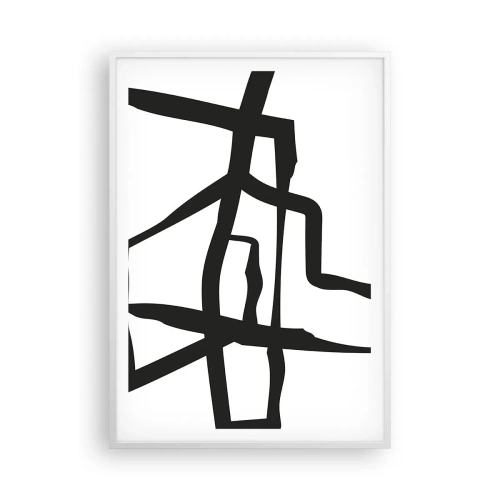 Plakat w białej ramie - Czarno-biała konstrukcja - 70x100 cm