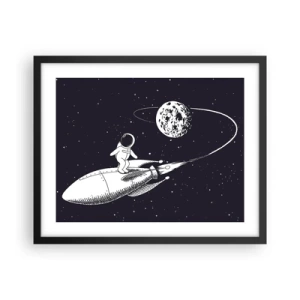 Plakat w czarnej ramie - Kosmiczny surfer - 50x40 cm