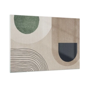 Obraz na szkle - Abstrakcyjne figury geometryczne w stonowanej kolorystyce - 100x70cm - Łagodność owalu - Nowoczesna dekoracja ścienna do salonu, kuchni i sypialni ARTTOR