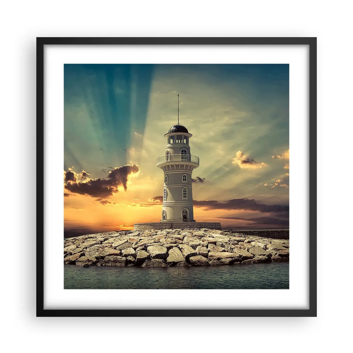 Plakat w czarnej ramie - Światło - Dobro - Piękno - 50x50 cm