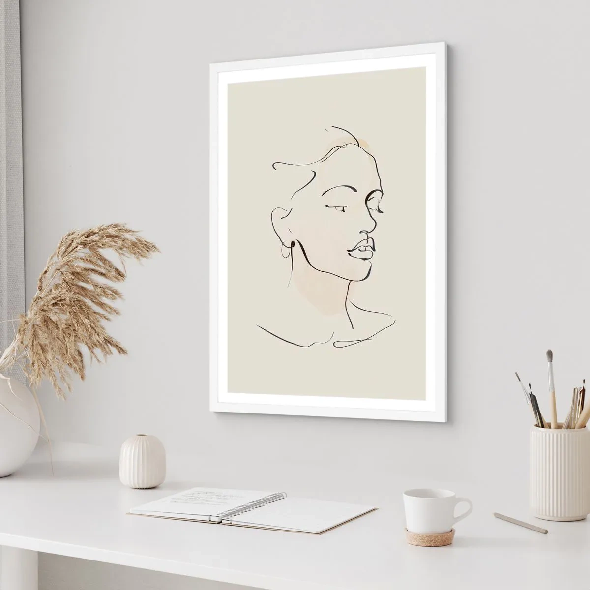 Plakat w białej ramie - Pewną kreską - 50x70 cm