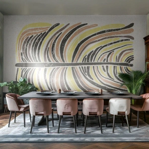 Fototapeta Premium Canvas - Abstrakcja pełna życia - Boho, Minimalizm, Pastelowe - 300x210 cm