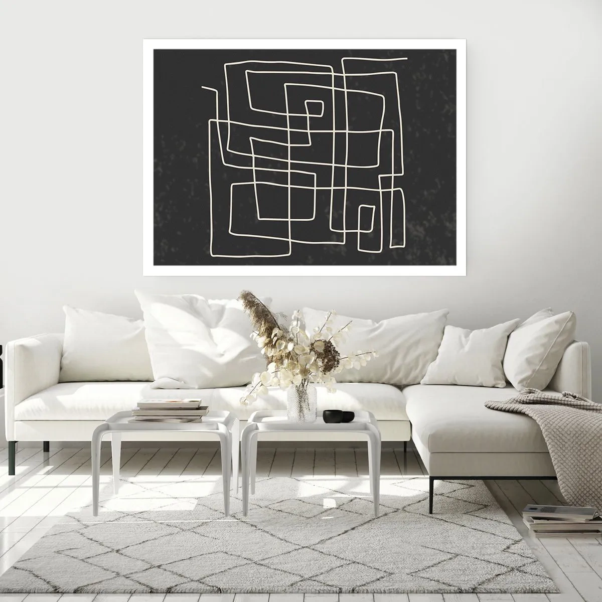 Plakat - Abstrakcyjny wzór geometryczny na ciemnym tle - 100x70cm - Nie taki prosty - Nowoczesna dekoracja ścienna do salonu i sypialni ARTTOR