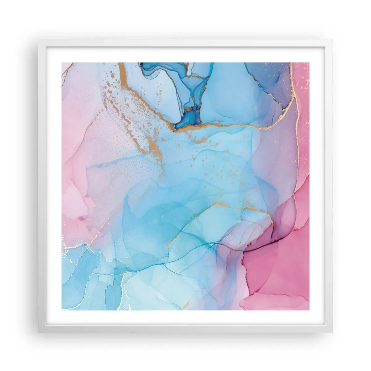 Plakat w białej ramie - Spotkanie i przenikanie - 60x60 cm