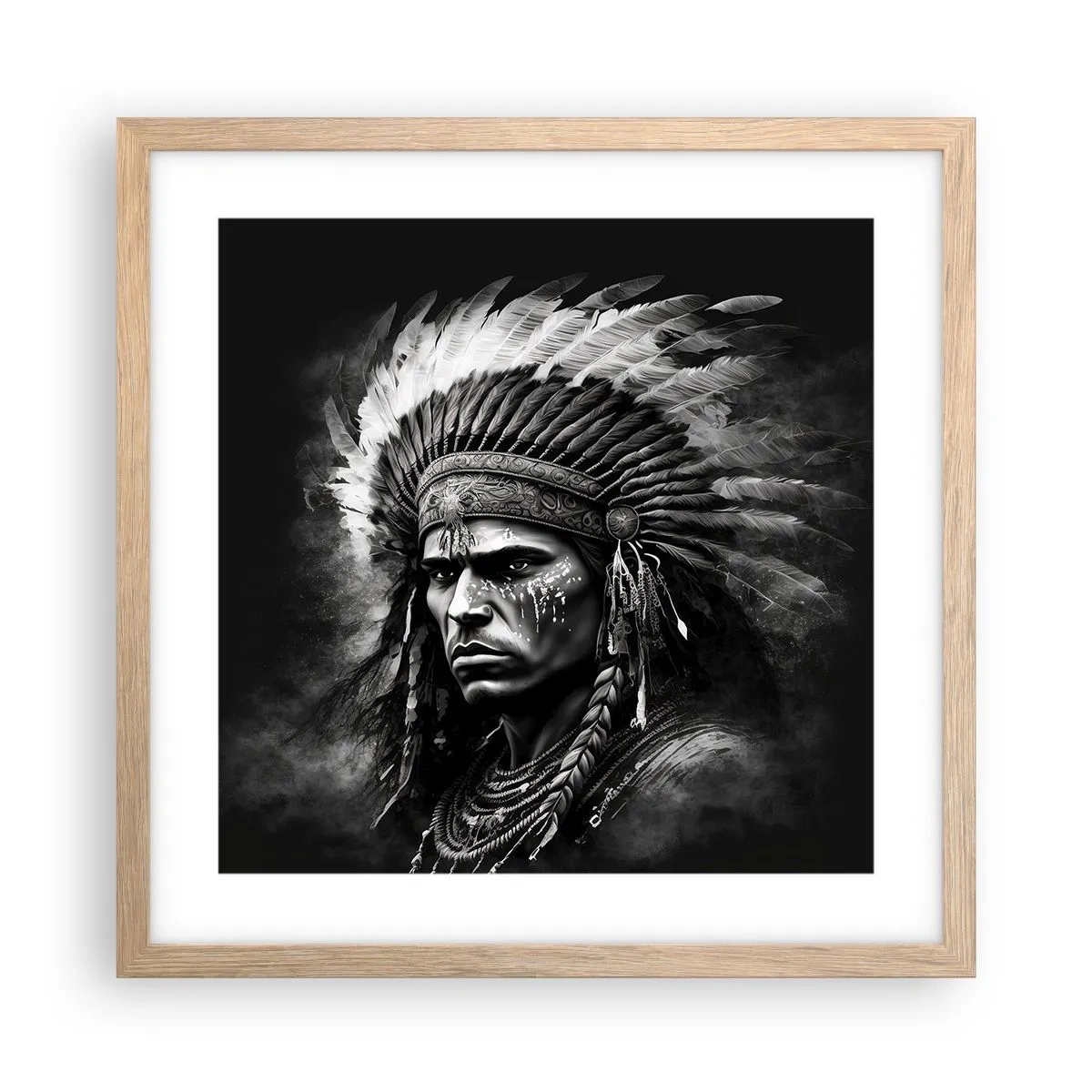 Plakat w ramie jasny dąb - Wódz i wojownik - 40x40 cm
