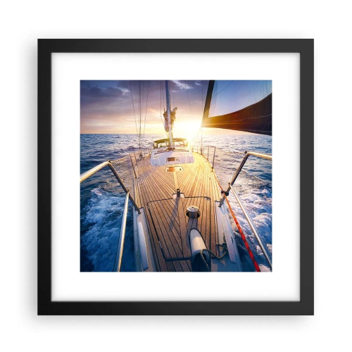 Plakat w czarnej ramie - Biegnąca po falach - 30x30 cm
