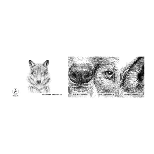 Fototapeta Próbka Samoprzylepna Deluxe Sticker - Urodzony przywódca - Wilk, Szkic, Skandynawski - 100x30 cm