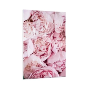 Obraz na szkle - Bukiet różowych piwonii w zbliżeniu - 70x100cm - Przytulone i pachnące - Nowoczesna dekoracja ścienna do salonu i sypialni ARTTOR
