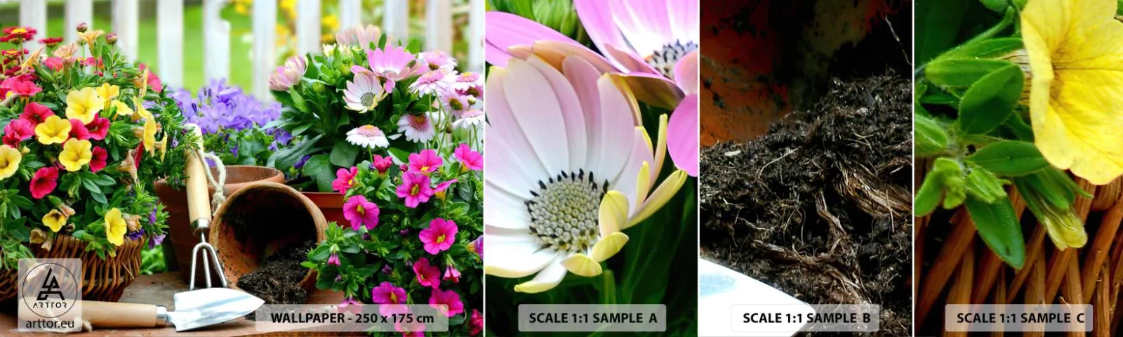 Fototapeta Próbka Standard Eco - Ogródek Zosi - Kwiaty, Ogród, Bukiet Kwiatów - 100x30 cm