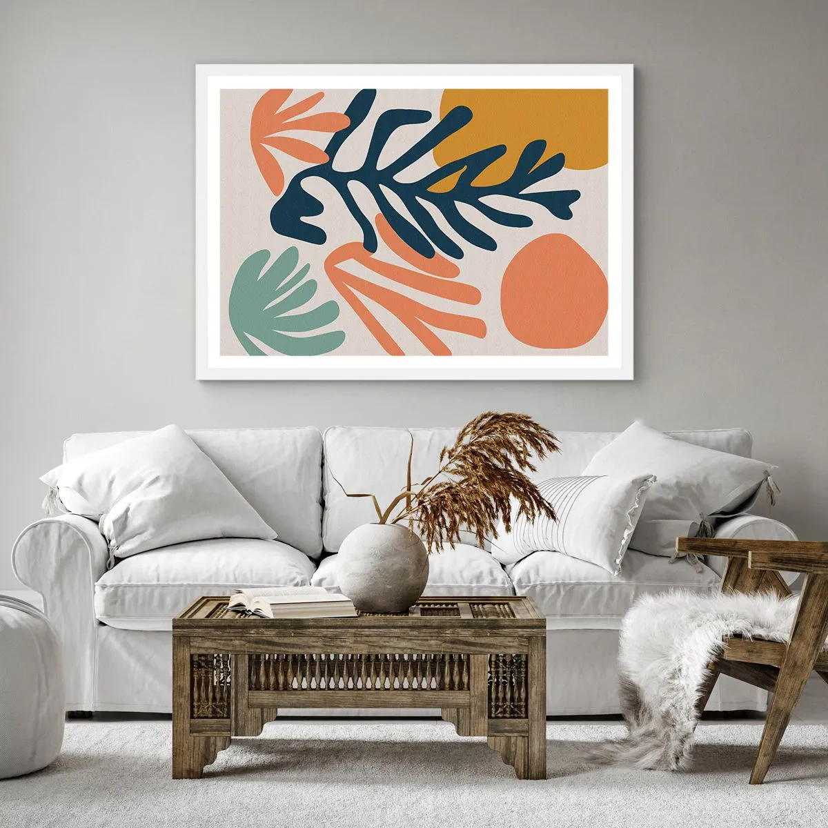 Plakat w białej ramie - Koralowe morza - 60x60 cm