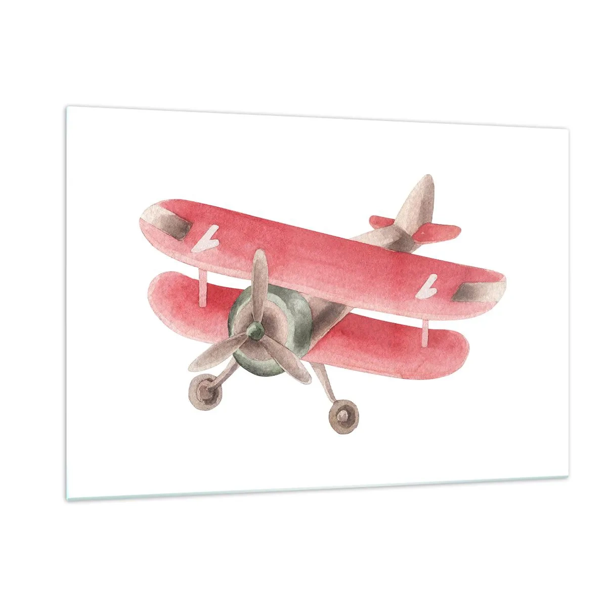 Obraz na szkle - Dwupłatowiec w stylu retro w odcieniach czerwieni - 120x80cm - Gotowy do wysokich lotów - Nowoczesna dekoracja ścienna do salonu, kuchni i sypialni ARTTOR