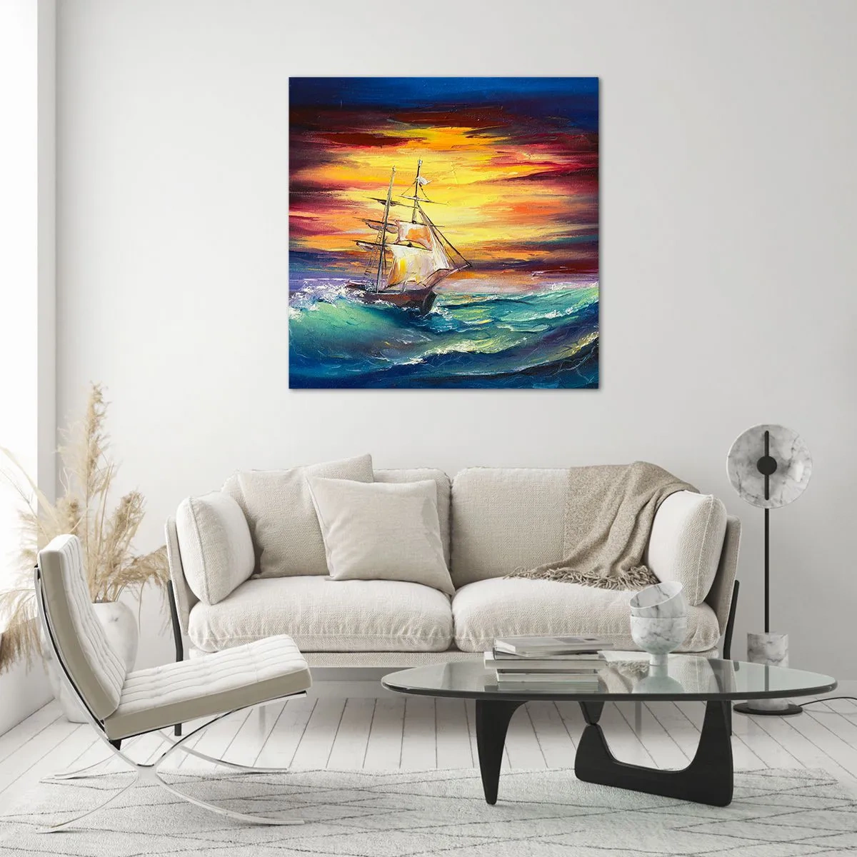 Obraz na szkle - Dzielnie pod fale - 50x50 cm