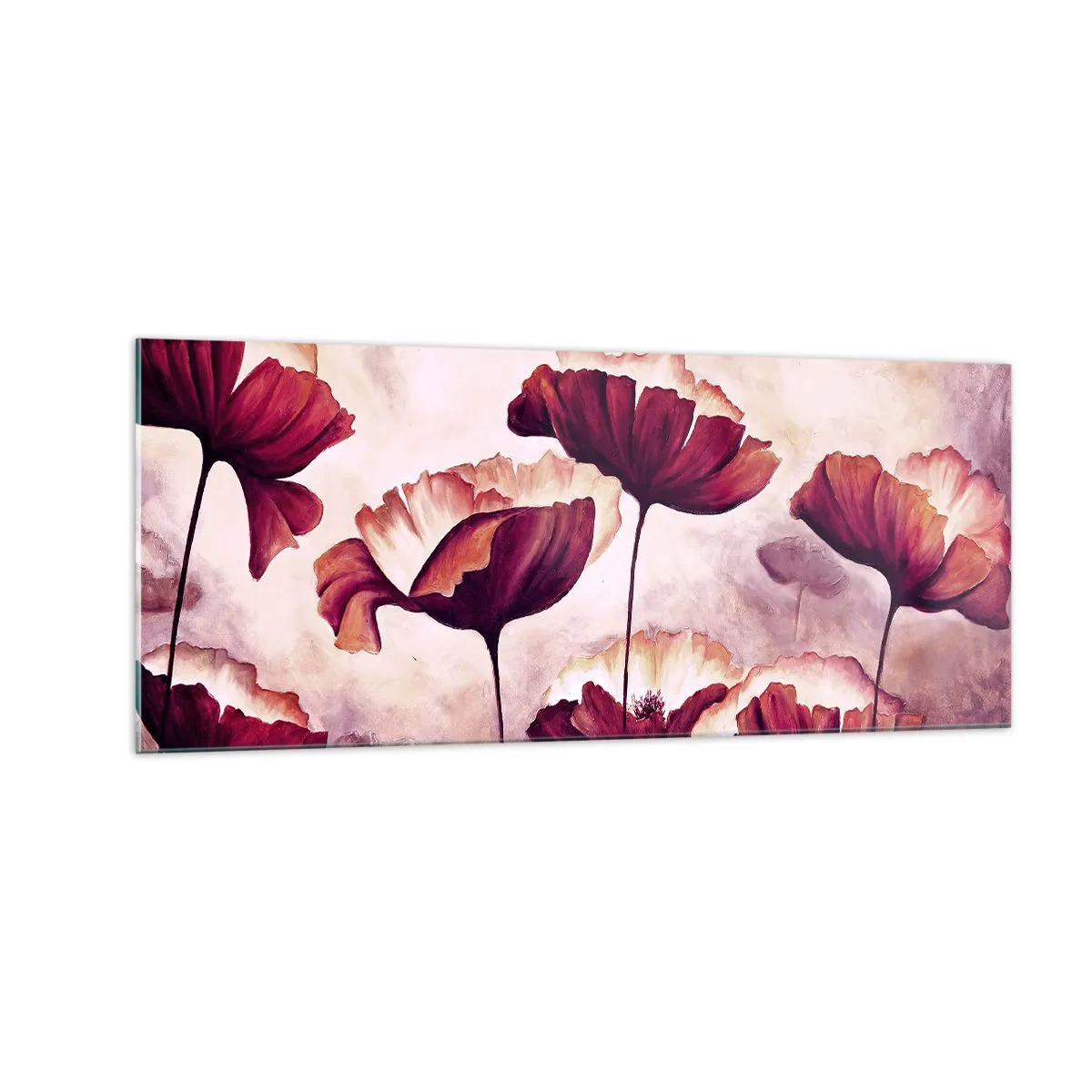 Obraz na szkle - Płatek czerwony i biały - 100x40 cm