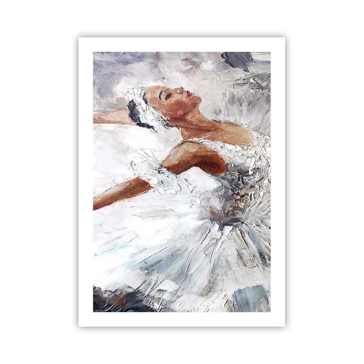 Plakat - Balerina w białym stroju w stylu malarskim - 50x70cm - Delikatna i lekka jak tiul - Nowoczesna dekoracja ścienna do salonu, kuchni i sypialni ARTTOR