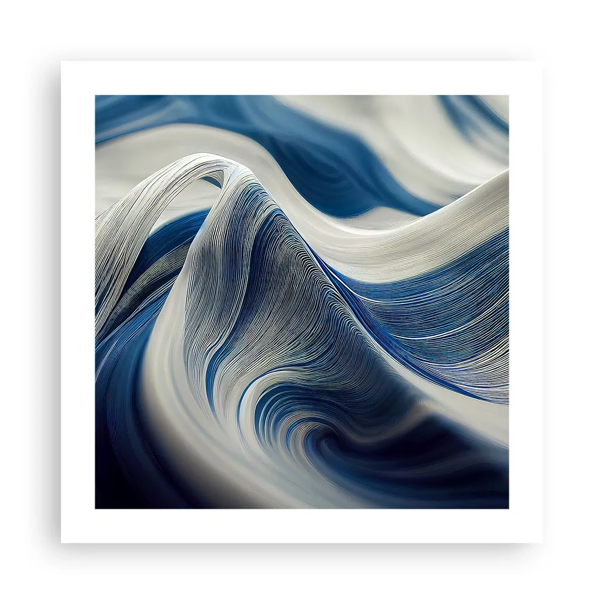 Plakat - Płynność błękitu i bieli - 50x50 cm