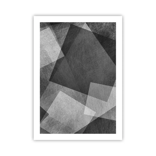 Plakat - Czarno-biała abstrakcja z geometrycznymi kształtami - 50x70cm - Odwieczny symbol trwałości i porządku - Nowoczesna dekoracja ścienna do salonu, kuchni i sypialni ARTTOR