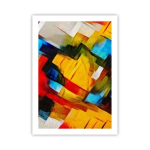 Plakat - Abstrakcyjne geometryczne formy w intensywnych kolorach - 50x70cm - Różnobarwny przekładaniec - Nowoczesna dekoracja ścienna do salonu, kuchni i sypialni ARTTOR