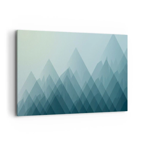Obraz na płótnie - Minimalistyczna grafika gór w odcieniach niebieskiego - 120x80cm - Wielka, większa, największa - Nowoczesna dekoracja ścienna do salonu, kuchni i sypialni ARTTOR