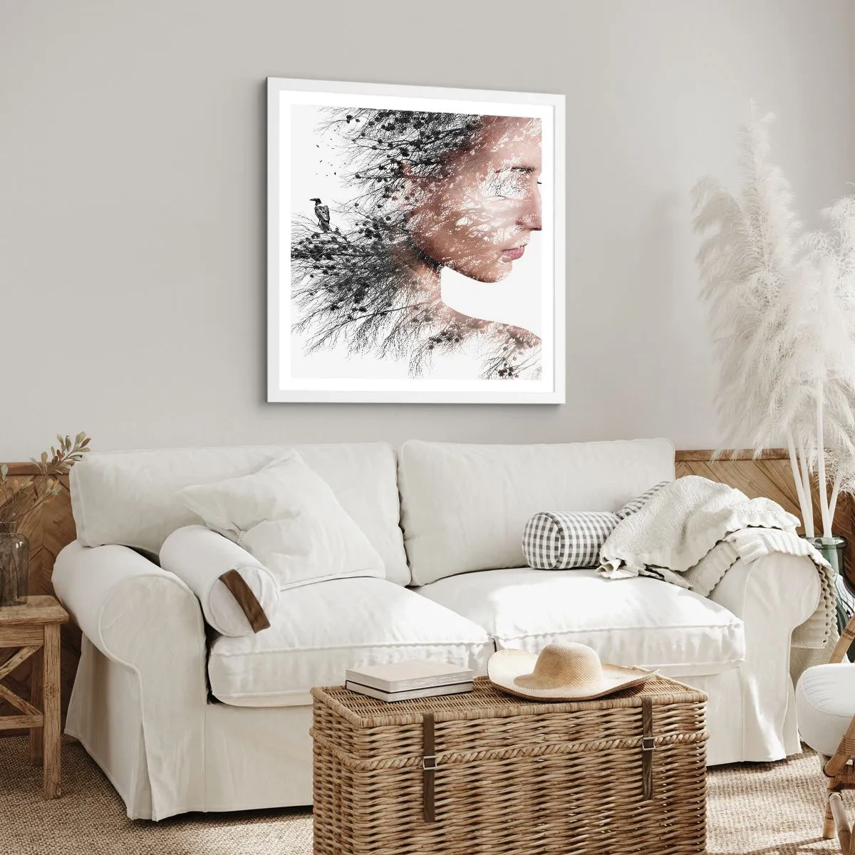 Plakat w białej ramie - Duch lasu - 60x60 cm