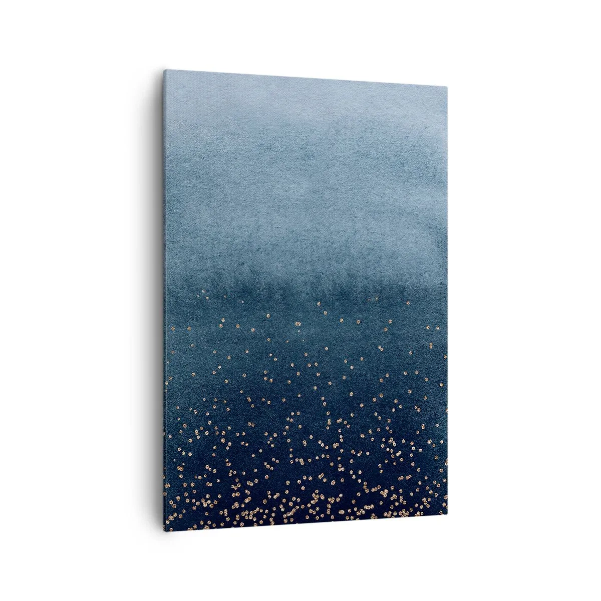 Obraz na płótnie - Niebieskie gradienty z drobnymi złotymi akcentami - 70x100cm - Kompozycja – niebieskie fazy - Nowoczesna dekoracja ścienna do salonu i sypialni ARTTOR