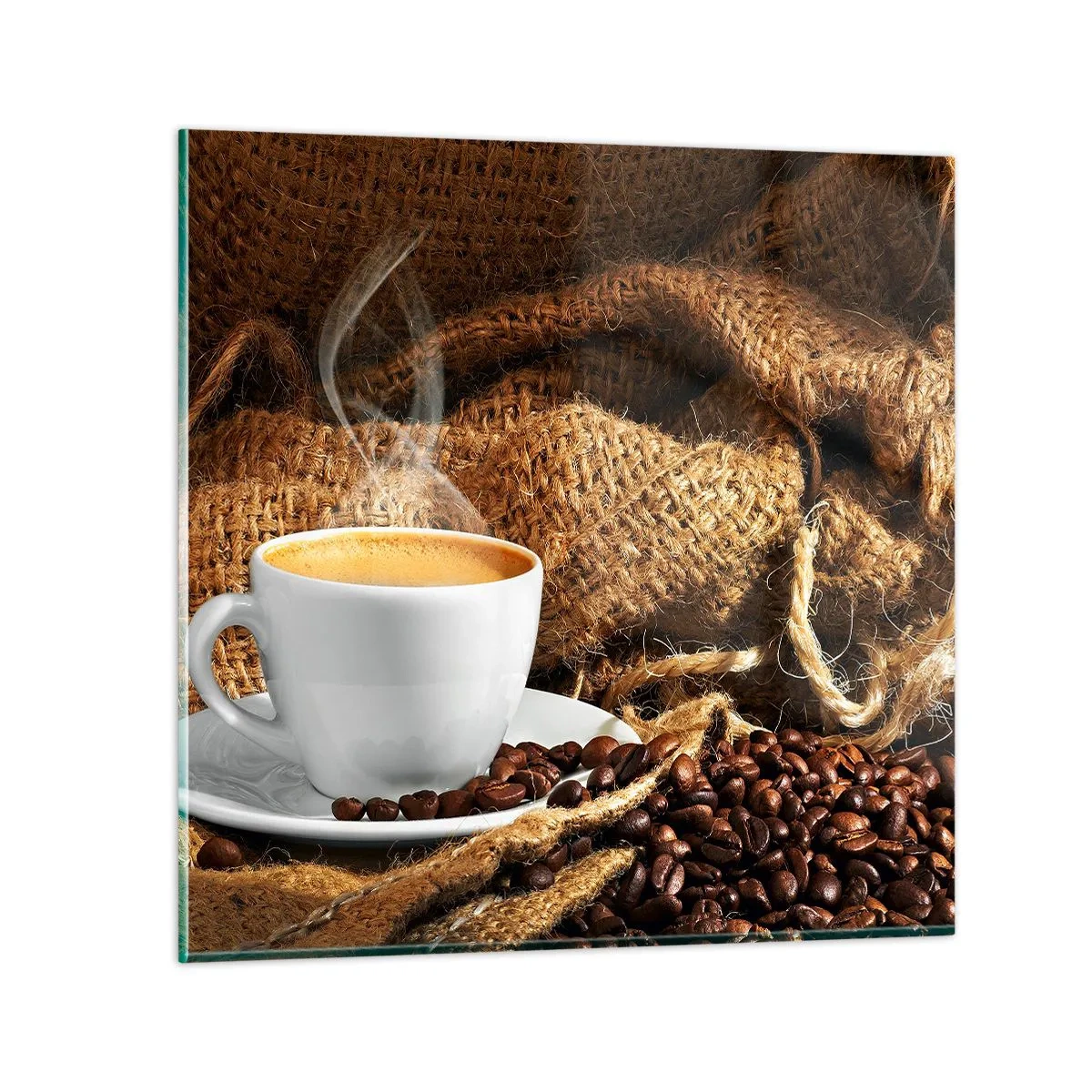 Obraz na szkle - Zapach moki i gęstość miodowego płynu - 30x30 cm